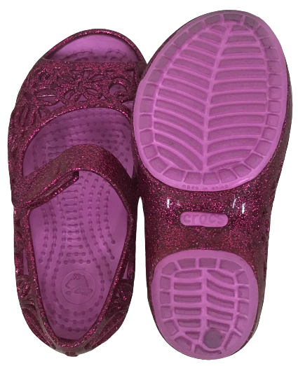Glittery Open-Toe Strap Shoes