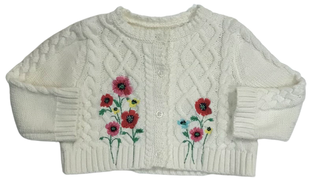 Embroidered Cable Knit Cardigan