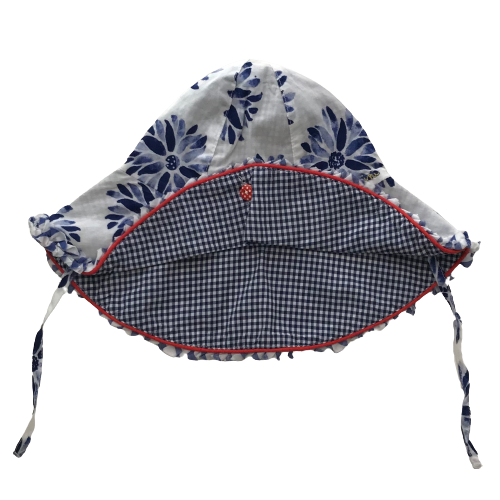 Floral Hat with Gingham Lining